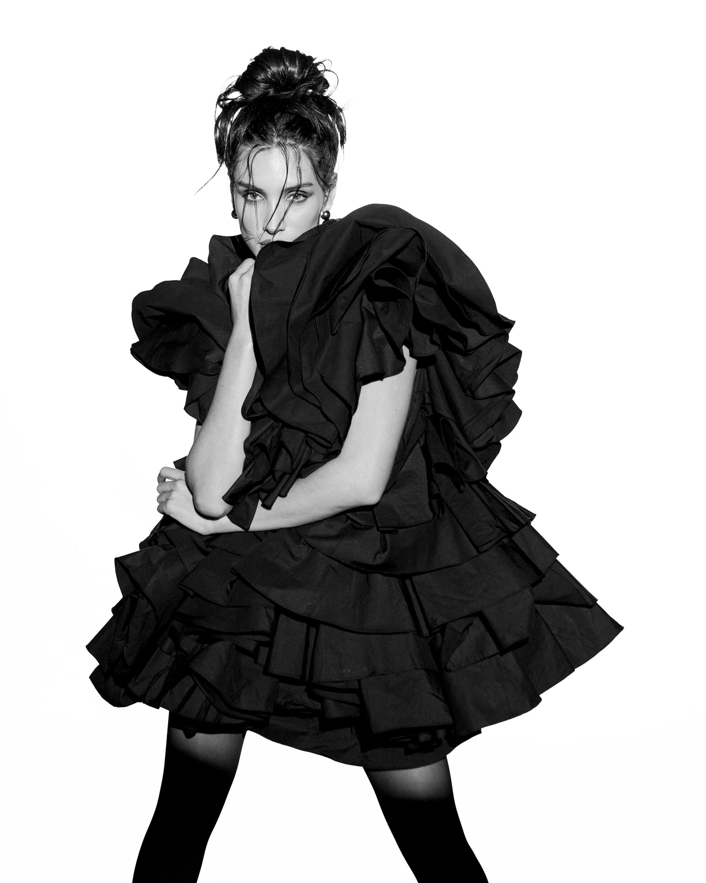Vestido rosa negra.