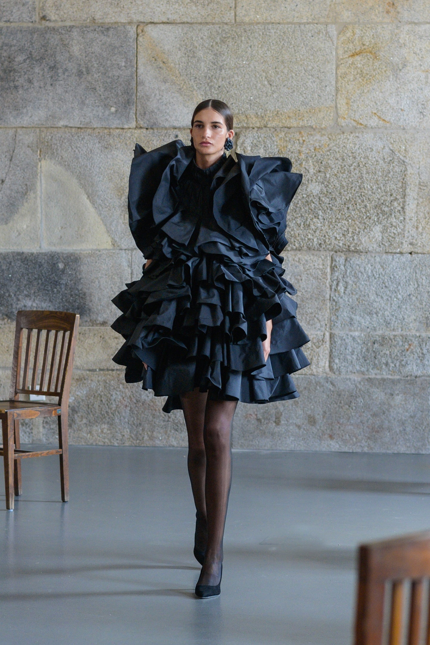 Vestido rosa negra.