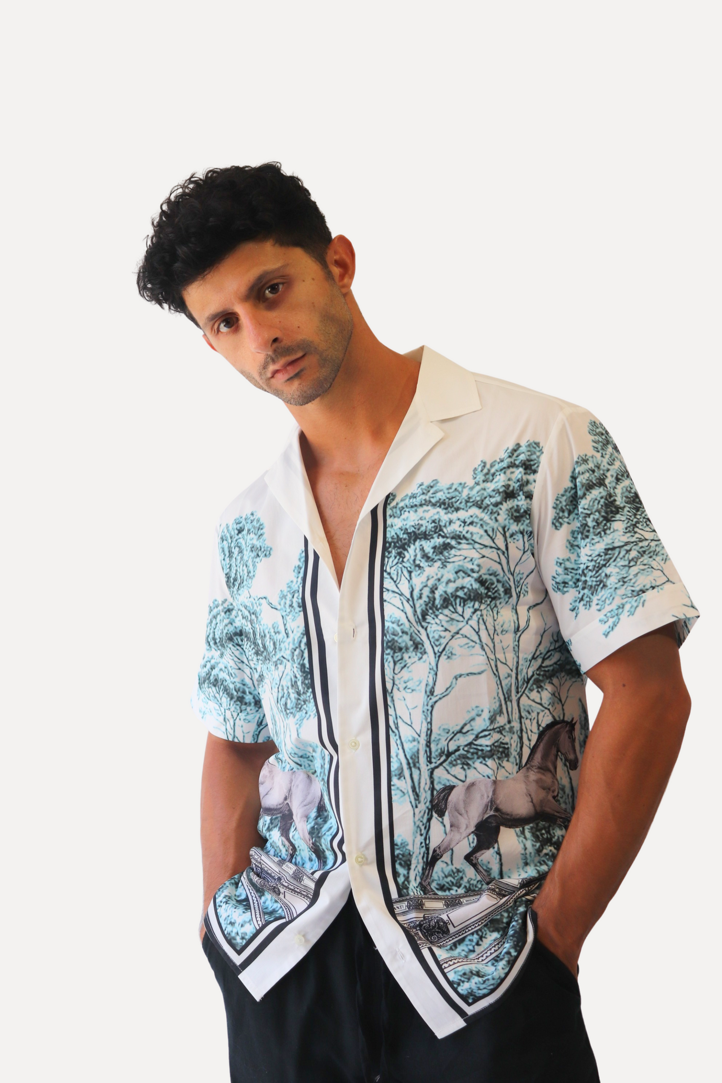 Camisa caballos azules masculina