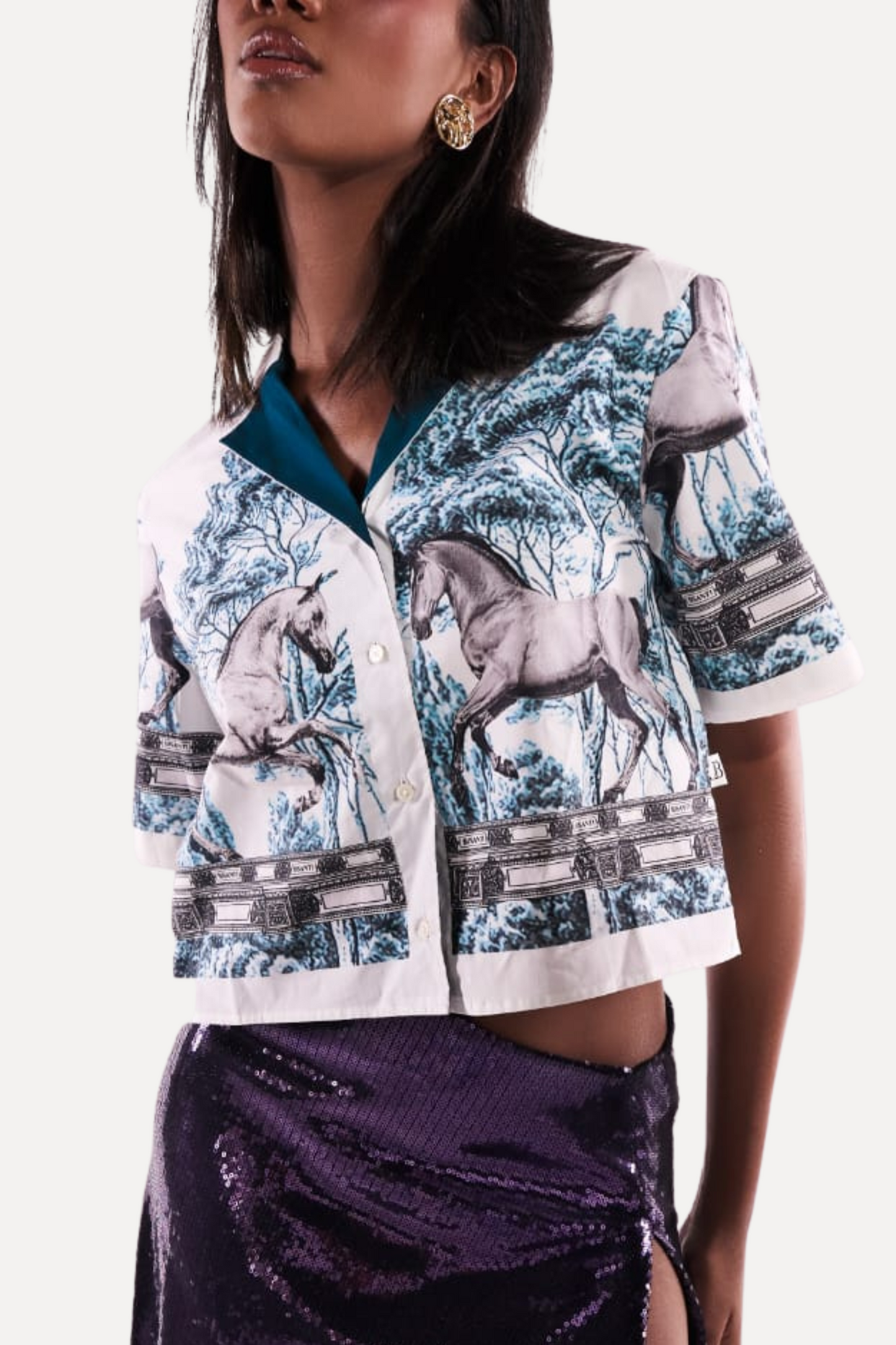 Camisa caballos azules femenina