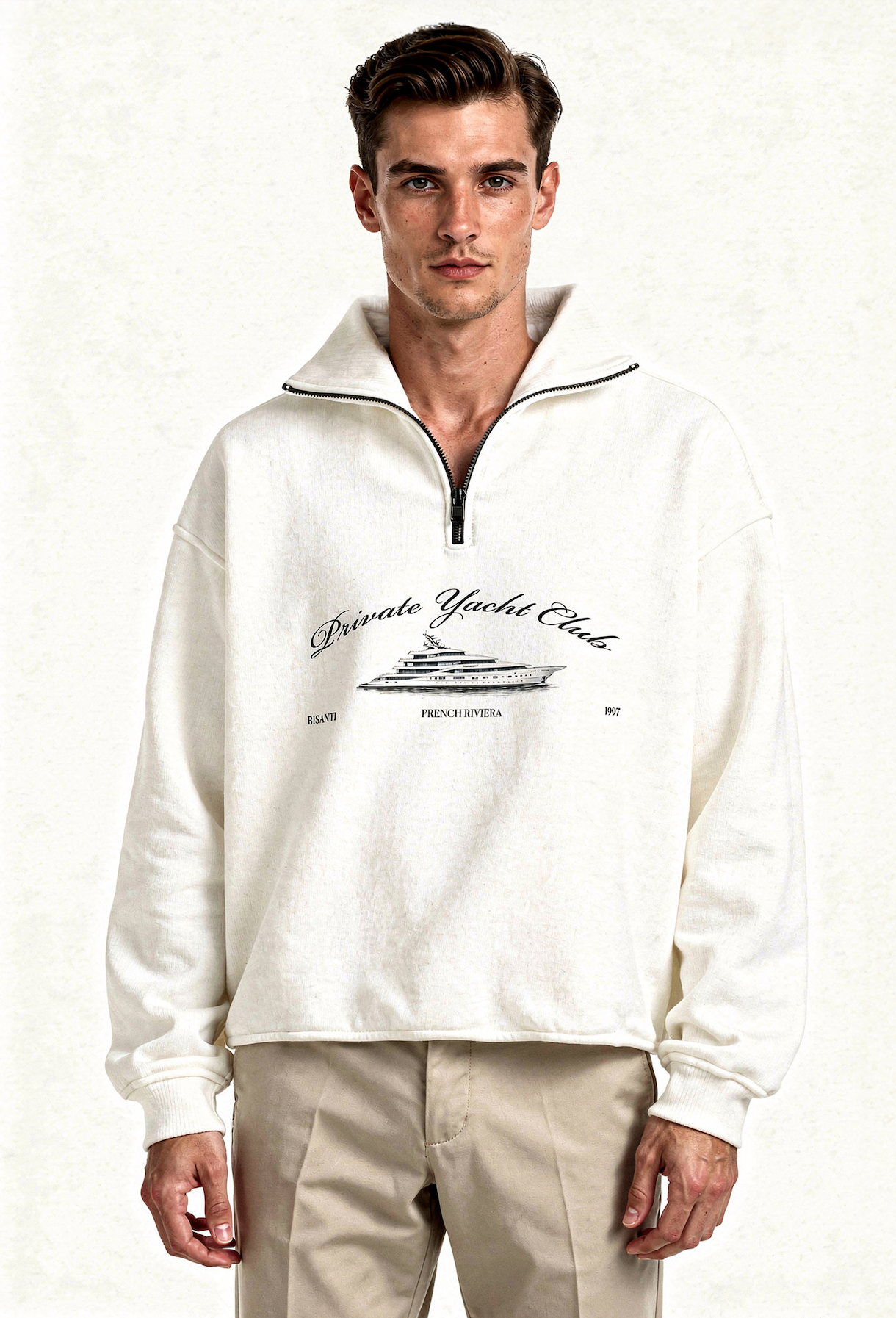 Sweatshirt "Private Yacht Club Quarter Zip" - La plage club